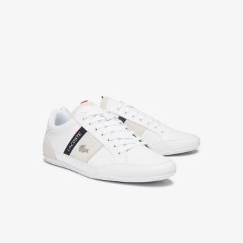 Lacoste Chaymon Leather and Suede Sneakers - Tenisky Pánské Bílé / Tmavě Blankyt | CZ-6ac5e9